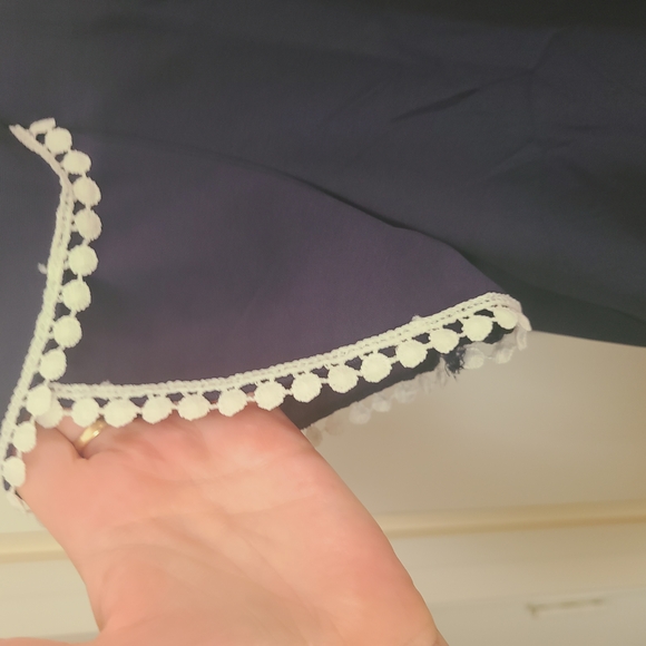 Navy Blouse with Bell Sleeves - Picture 2 of 4